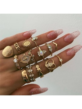 Γυναικείο σετ 15 δαχτυλιδιών Αλπακάς Gold Beauty