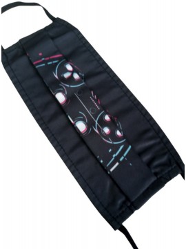 Μάσκα κάλυψης προσώπου μαύρη υφασμάτινη βαμβακερή Joystick