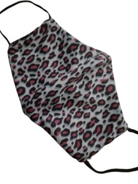 Μάσκα κάλυψης προσώπου ενηλίκων υφασμάτινη βαμβακερή λεοπαρ ροζ