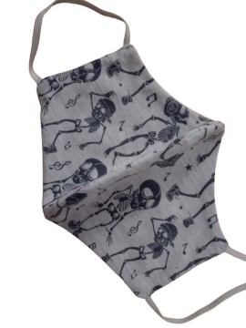 Μάσκα κάλυψης προσώπου ενηλίκων υφασμάτινη βαμβακερή skeleton