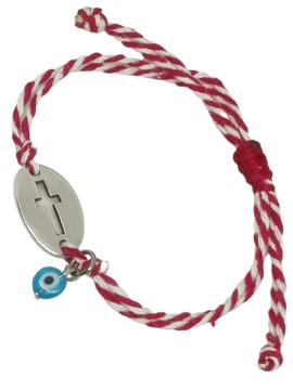 Βραχιόλι Μάρτης σταυρός ορείχαλκος επιπλατινωμένος MAR08