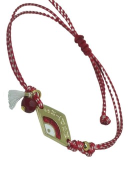 Βραχιόλι Μάρτης ματάκι φίλντισι επιχρυσωμένος ορείχαλκος 24Κ ρόμβος MAR024