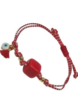 Βραχιόλι Μάρτης κύβος χάντρα ματάκι MAR029