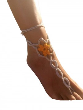 Γυναικείο χειροποίητο βραχιόλι ποδιού δίχρωμο