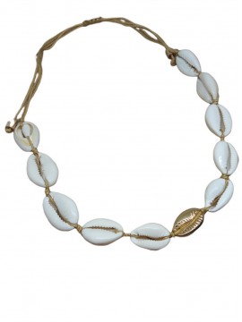 Γυναικείο χειροποίητο κολιέ Κοχύλι Χρυσοκλωστή