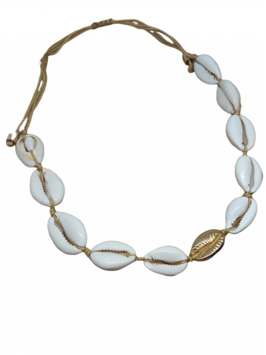 Γυναικείο χειροποίητο κολιέ Κοχύλι Χρυσοκλωστή