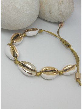 Γυναικείο χειροποίητο βραχιόλι Κοχύλι Χρυσοκλωστή