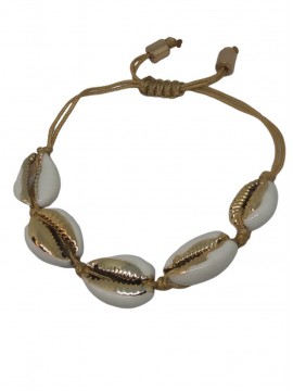 Γυναικείο χειροποίητο βραχιόλι Κοχύλι Χρυσοκλωστή