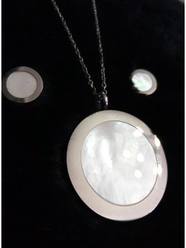 Γυναικείο μοντέρνο σετ κολιέ - σκουλαρίκια ατσάλινο με φίλντισι