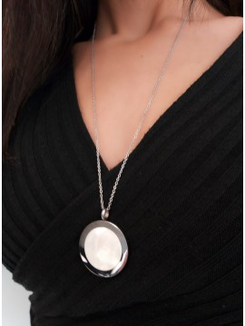 Γυναικείο μοντέρνο σετ κολιέ - σκουλαρίκια ατσάλινο με φίλντισι