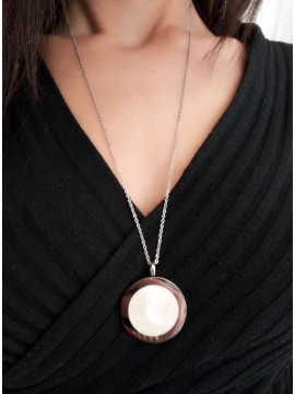 Γυναικείο μοντέρνο σετ κολιέ - σκουλαρίκια ατσάλινο με φίλντισι