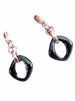 Γυναικείο μοντέρνο σκουλαρίκι ατσάλινο Ceramic Rhombus