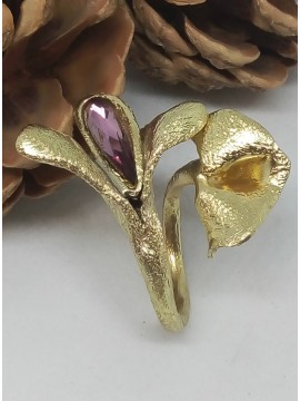 Δαχτυλίδι ορειχάλκινο χειροποίητο Opus4 Gold Lily