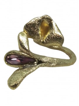 Δαχτυλίδι ορειχάλκινο χειροποίητο Opus4 Gold Lily