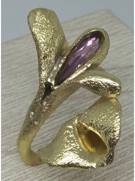 Δαχτυλίδι ορειχάλκινο χειροποίητο Opus4 Gold Lily