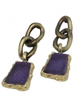 Σκουλαρίκι χειροποίητο επιχρυσωμένος ορείχαλκος Opus4 Purple Rain