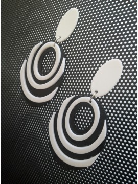 Γυναικείο χειροποίητο plexiglass σκουλαρίκι black & white