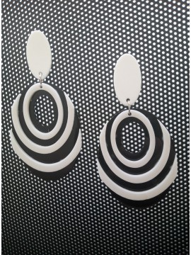 Γυναικείο χειροποίητο plexiglass σκουλαρίκι black & white