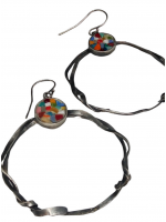 Ψηφιδωτό σκουλαρίκι ασήμι 925 γυναικείο κρίκος