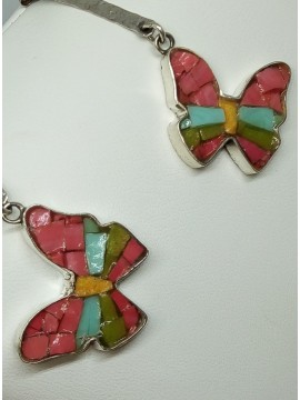 Ψηφιδωτό σκουλαρίκι ασήμι 925 γυναικείο πεταλούδα