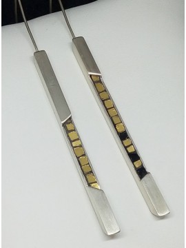 Ψηφιδωτό σκουλαρίκι ασήμι 925 γυναικείο βέργα