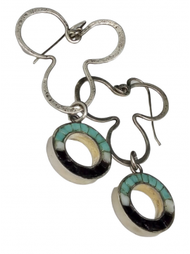 Ψηφιδωτό σκουλαρίκι ασήμι 925 γυναικείο τριφύλλι