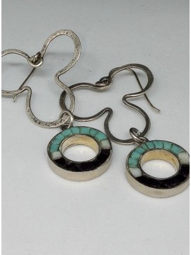 Ψηφιδωτό σκουλαρίκι ασήμι 925 γυναικείο τριφύλλι