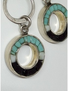 Ψηφιδωτό σκουλαρίκι ασήμι 925 γυναικείο τριφύλλι