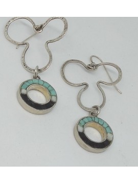 Ψηφιδωτό σκουλαρίκι ασήμι 925 γυναικείο τριφύλλι