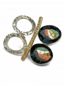 Ψηφιδωτή καρφίτσα ασήμι 925 γυναικεία airfly