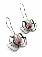 Ψηφιδωτό σκουλαρίκι ασήμι 925 γυναικείο water lily