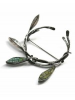 Ψηφιδωτή καρφίτσα ασήμι 925 γυναικεία olive branch