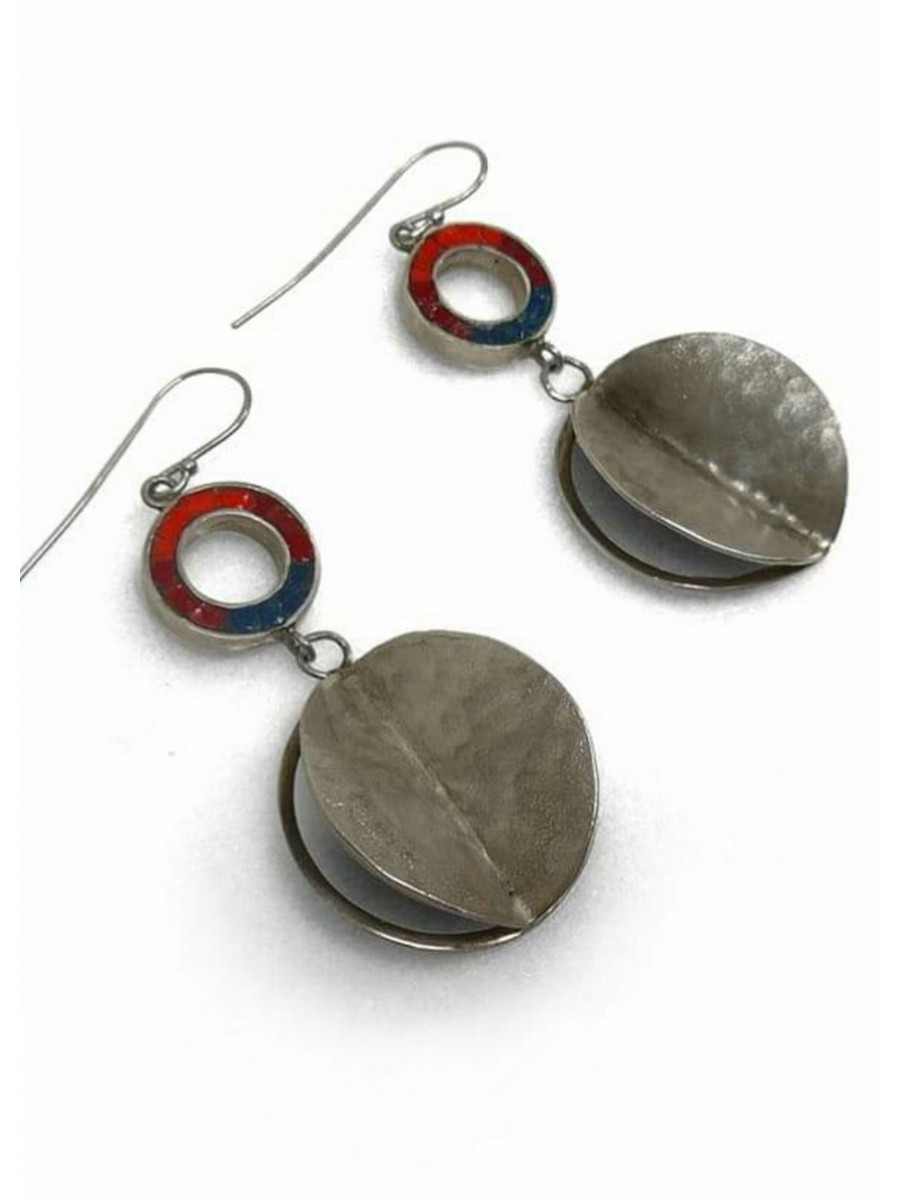 Ψηφιδωτό σκουλαρίκι ασήμι 925 γυναικείο leaves