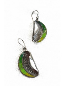 Ψηφιδωτό σκουλαρίκι ασήμι 925 γυναικείο Green Shades