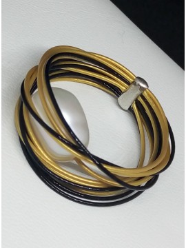 Γυναικείο χειροποίητο ατσάλινο δαχτυλίδι Circular pearls