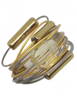 Γυναικείο χειροποίητο ατσάλινο δαχτυλίδι Υellow diamond