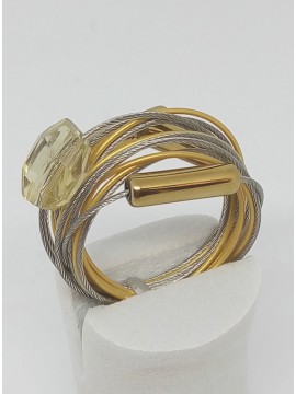 Γυναικείο χειροποίητο ατσάλινο δαχτυλίδι Υellow diamond