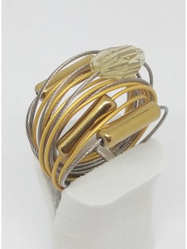 Γυναικείο χειροποίητο ατσάλινο δαχτυλίδι Υellow diamond