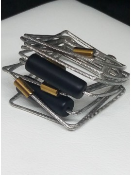 Γυναικείο χειροποίητο ατσάλινο δαχτυλίδι Gray square