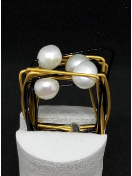 Γυναικείο χειροποίητο ατσάλινο δαχτυλίδι Pearl