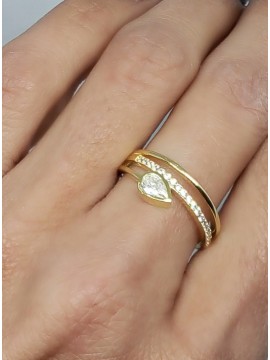 Δαχτυλίδι ασήμι 925 γυναικείο σταγόνα Gold