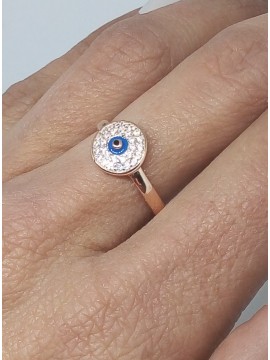 Δαχτυλίδι ασήμι 925 γυναικείο μάτι rose gold