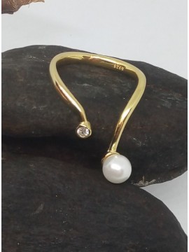Δαχτυλίδι ασήμι 925 γυναικείο Pearl Gold