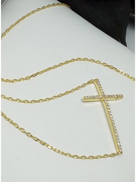 Κολιέ ασήμι 925 γυναικείο cross gold