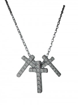 Κολιέ ασήμι 925 γυναικείο τριπλός σταυρός Silver