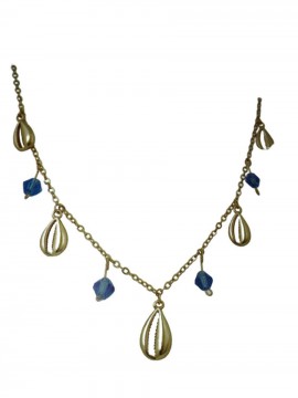 Κολιέ ασήμι 925 γυναικείο κοχύλι με κρύσταλλα gold