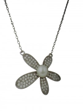 Κολιέ ασήμι 925 γυναικείο λουλούδι silver