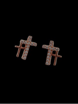 Σκουλαρίκι ασήμι 925 γυναικείο Rose Double Cross