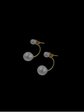 Σκουλαρίκι ασήμι 925 γυναικείο Gold Double Pearl