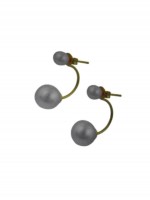 Σκουλαρίκι ασήμι 925 γυναικείο Gold Double Pearl